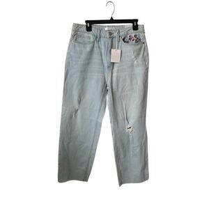 Lauren Conrad Jeans Womens 10 Blue Denim Crop High Rise Distressed Casual NEW